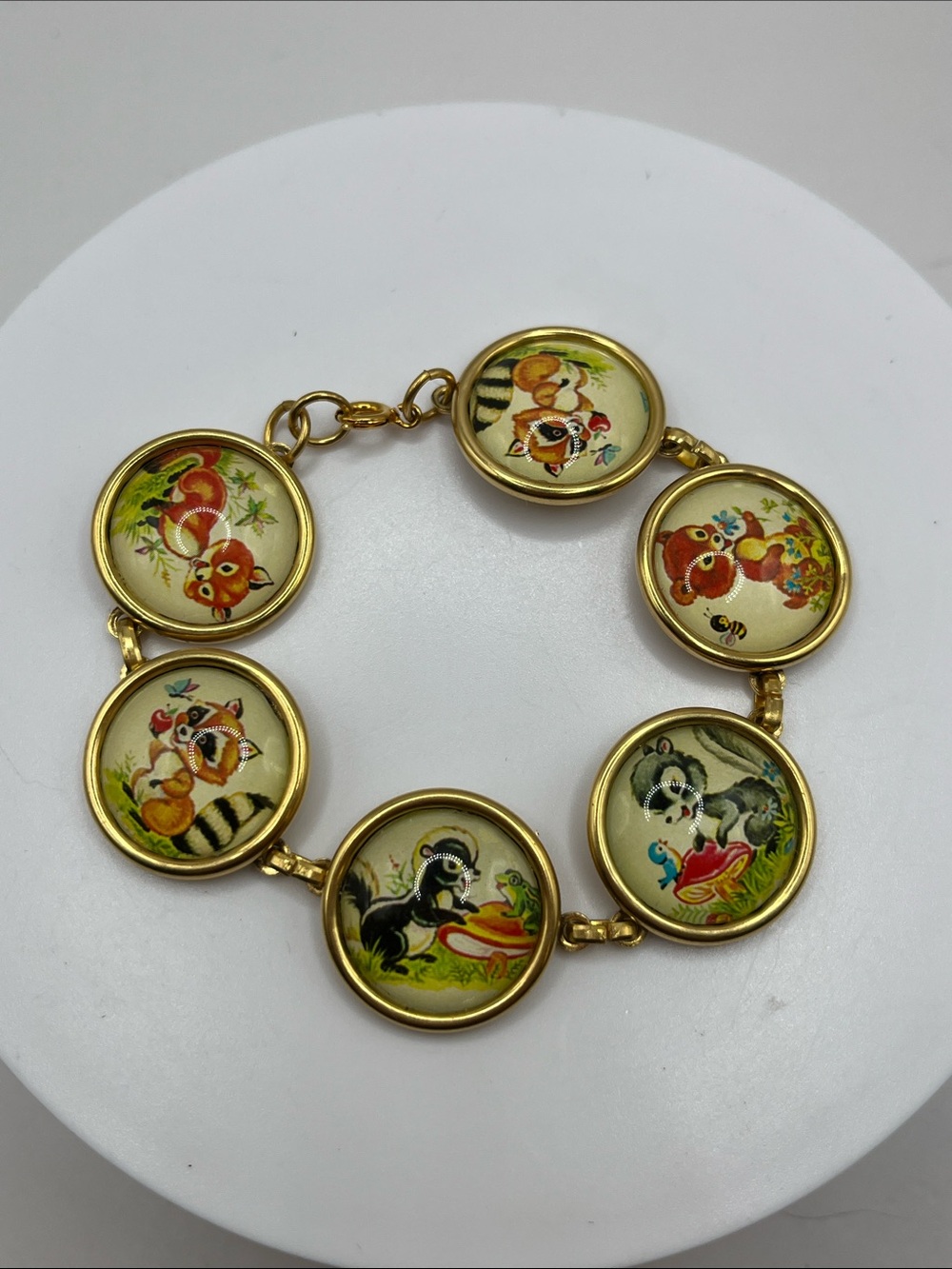 Retro Woodland Animal Panel Link Bracelet Attributed to Designs From The Deep